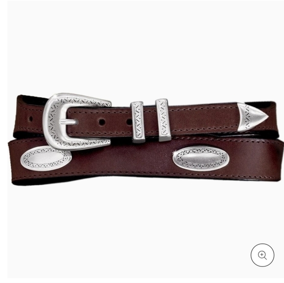 Brighton Taper Brown Leather Ornament Belt Women's Size 28 - Picture 1 of 7